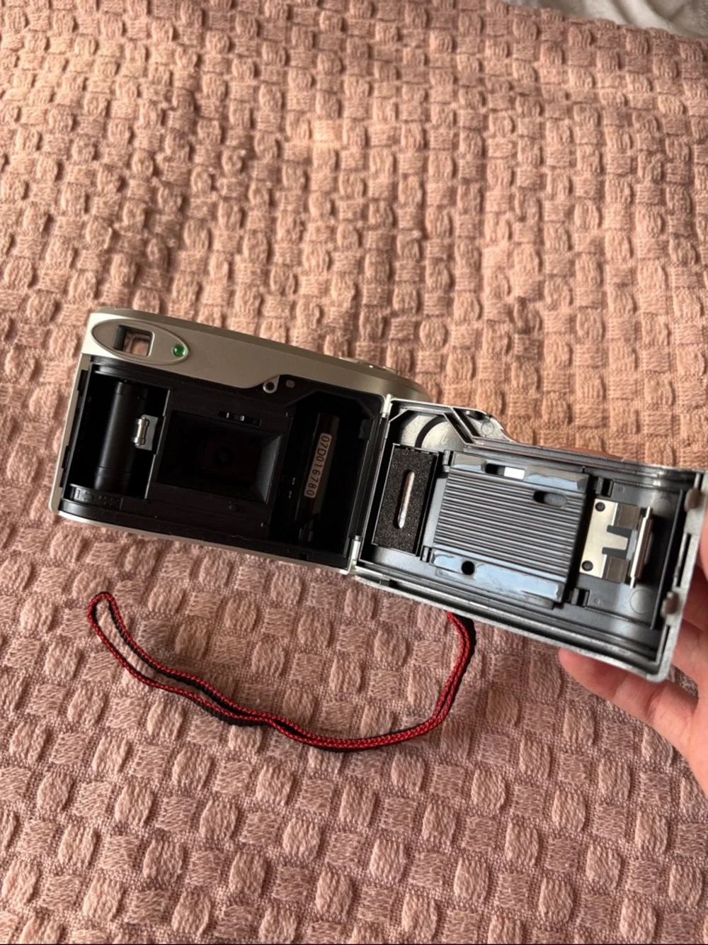Polaroid Silver Compact Point-and-Shoot Camera with Red-Trim Wrist Strap